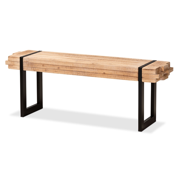baxton studio Baxton Studio Henson Rustic and Industrial Natural Brown Finished Wood and Black Finished Metal Bench