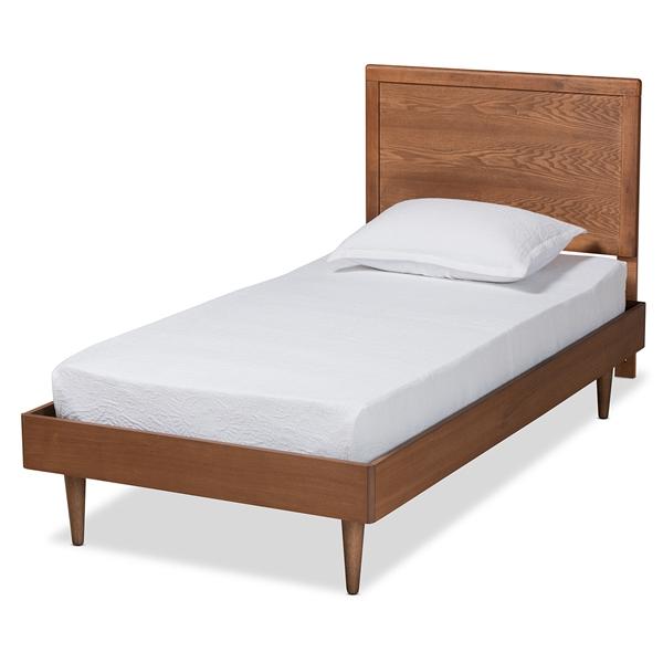 baxton studio Baxton Studio Hiro Mid-Century Modern Walnut Brown Finished Wood Twin Size Platform Bed
