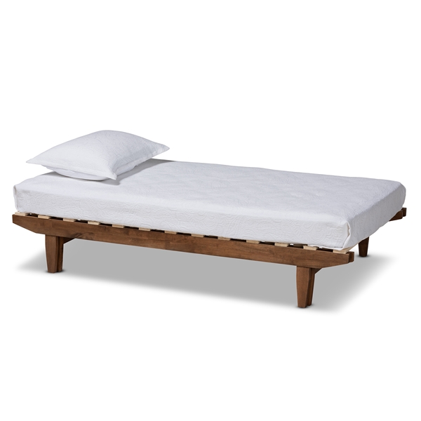 baxton studio Baxton Studio Hiro Modern and Contemporary Walnut Finished Wood Expandable Twin Size to King Size Bed Frame