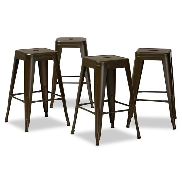baxton studio Baxton Studio Horton Modern and Contemporary Industrial Gunmetal Finished Metal 4-Piece Stackable Counter Stool Set