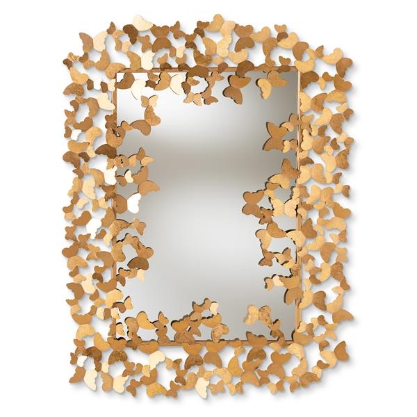 baxton studio Baxton Studio Idalia Modern and Contemporary Antique Gold Finished Butterfly Accent Wall Mirror
