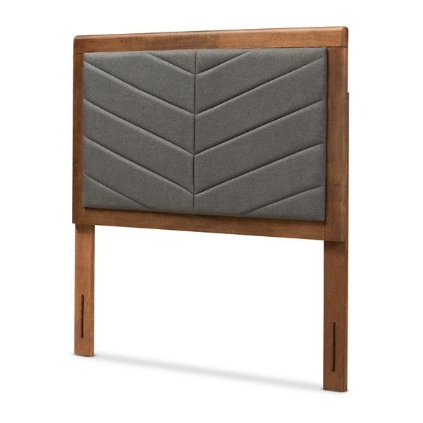 baxton studio Baxton Studio Iden Modern and Contemporary Dark Grey Fabric Upholstered and Walnut Brown Finished Wood Twin Size Headboard