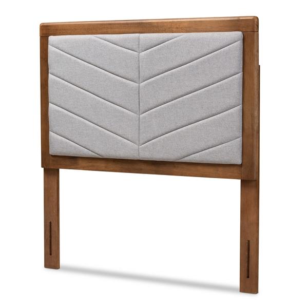 baxton studio Baxton Studio Iden Modern and Contemporary Light Grey Fabric Upholstered and Walnut Brown Finished Wood Twin Size Headboard