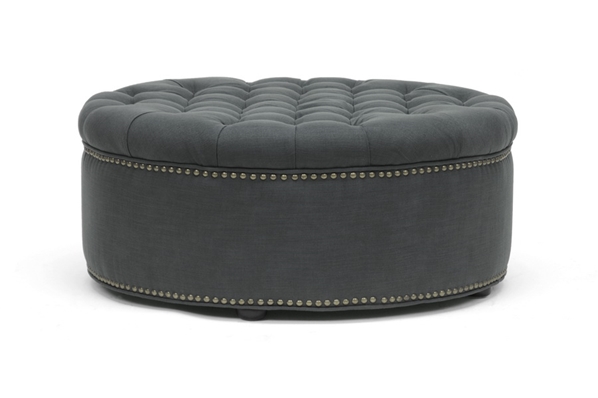 baxton studio Baxton Studio Iglehart Gray Linen Modern Tufted Ottoman