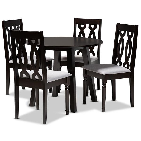 baxton studio Baxton Studio Imogen Modern and Contemporary Grey Fabric Upholstered and Dark Brown Finished Wood 5-Piece Dining Set