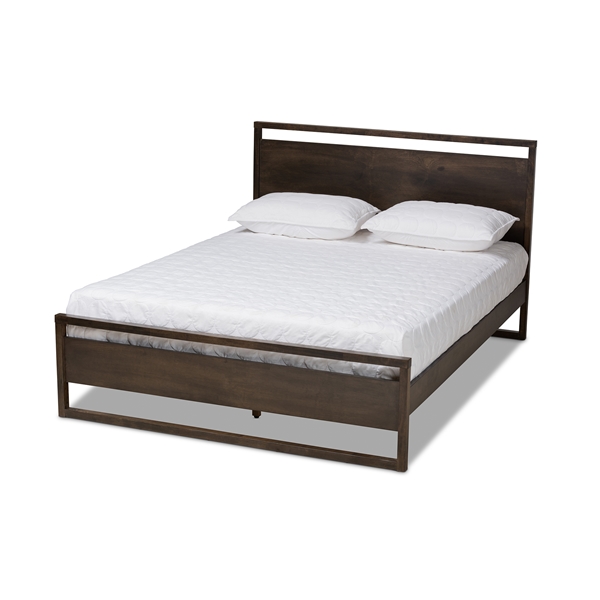 baxton studio Baxton Studio Inicio Modern and Contemporary Charcoal Brown Finished Wood Queen Size Platform Bed