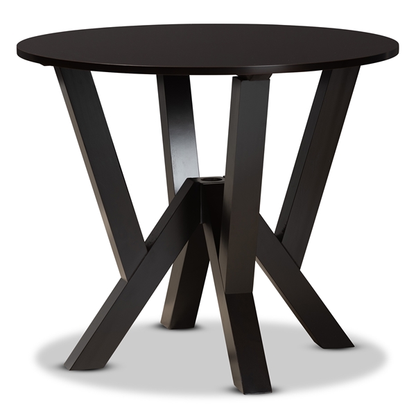 baxton studio Baxton Studio Irene Modern and Contemporary Dark Brown Finished 35-Inch-Wide Round Wood Dining Table