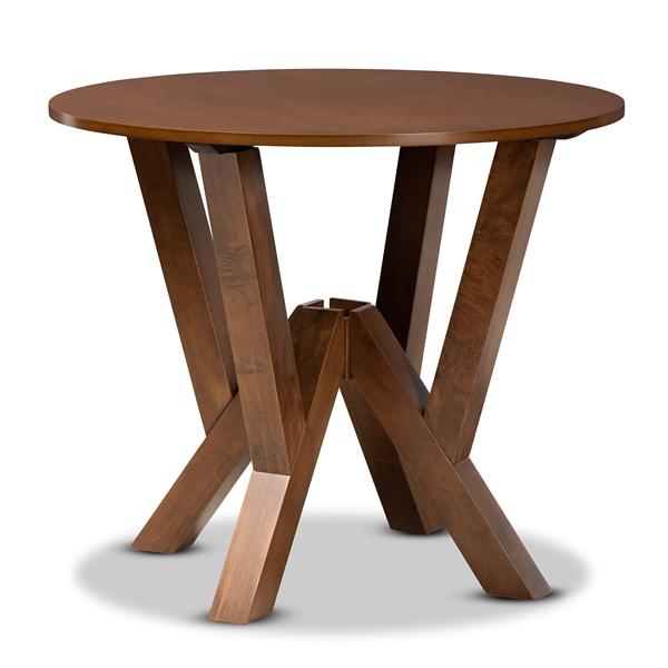 baxton studio Baxton Studio Irene Modern and Contemporary Walnut Brown Finished 35-Inch-Wide Round Wood Dining Table
