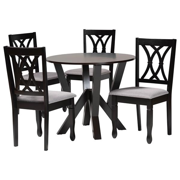 baxton studio Baxton Studio Irene Modern Grey Fabric and Dark Brown Finished Wood 5-Piece Dining Set