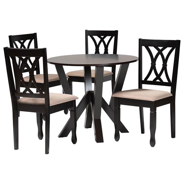baxton studio Baxton Studio Irene Modern Sand Fabric and Dark Brown Finished Wood 5-Piece Dining Set