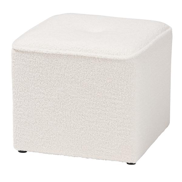 baxton studio Baxton Studio Isaiah Modern and Contemporary Ivory Boucle Upholstered Ottoman