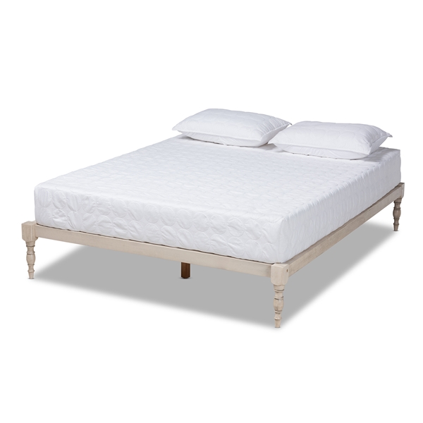 baxton studio Baxton Studio Iseline Modern and Contemporary Antique White Finished Wood King Size Platform Bed Frame