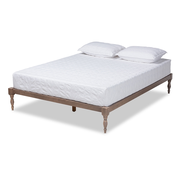baxton studio Baxton Studio Iseline Modern and Contemporary Antique Oak Finished Wood Queen Size Platform Bed Frame