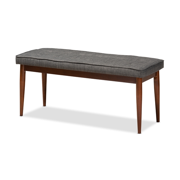 baxton studio Baxton Studio Itami Mid-Century Modern Dark Grey Fabric Upholstered Medium Oak Finished Wood Dining Bench