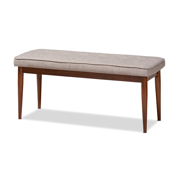 baxton studio Baxton Studio Itami Mid-Century Modern Light Grey Fabric Upholstered Medium Oak Finished Wood Dining Bench