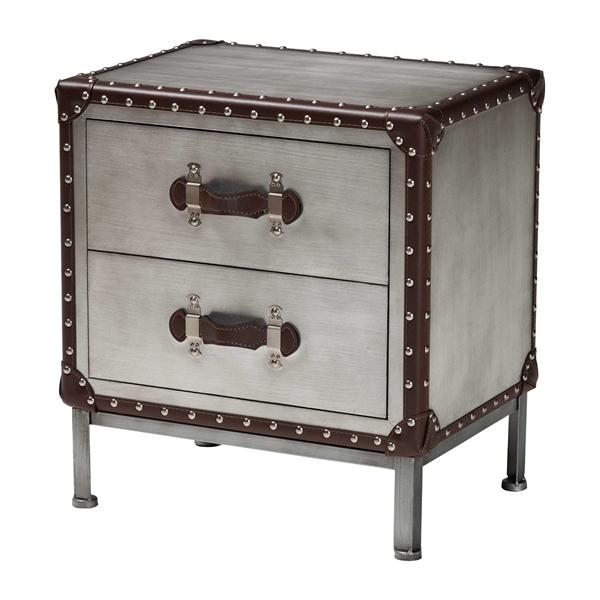 baxton studio Baxton Studio Jacey Vintage Silver Metal 2-Drawer End Table