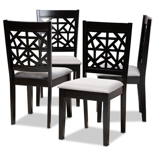 baxton studio Baxton Studio Jackson Modern and Contemporary Grey Fabric Upholstered and Espresso Brown Finished Wood 4-Piece Dining Chair Set