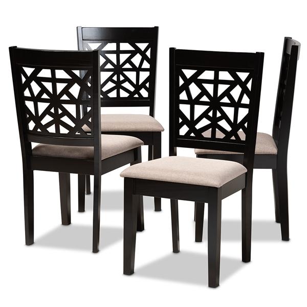 baxton studio Baxton Studio Jackson Modern and Contemporary Sand Fabric Upholstered and Espresso Brown Finished Wood 4-Piece Dining Chair Set