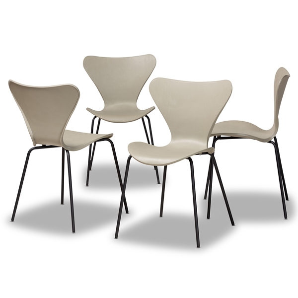 baxton studio Baxton Studio Jaden Modern and Contemporary Beige Plastic and Black Metal 4-Piece Dining Chair Set