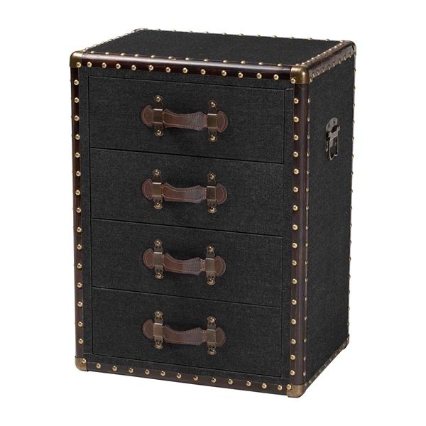 baxton studio Baxton Studio Jaelyn Vintage Black Canvas 4-Drawer End Table