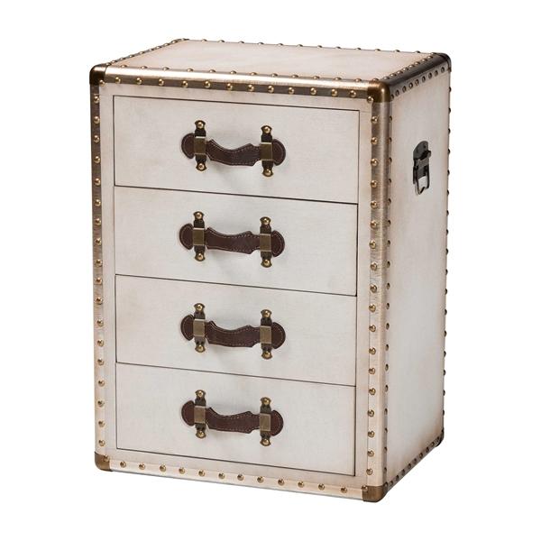 baxton studio Baxton Studio Jaelyn Vintage Coffee Canvas 4-Drawer End Table