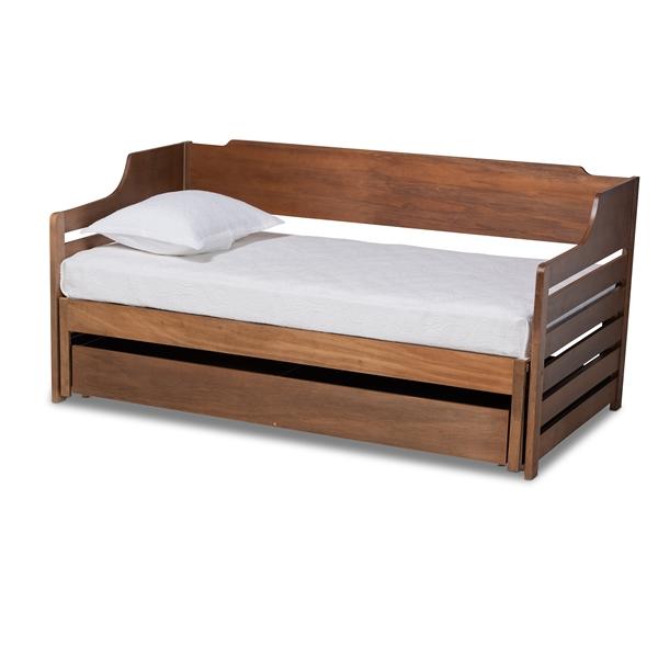 baxton studio Baxton Studio Jameson Modern and Transitional Walnut Brown Finished Expandable Twin Size to King Size Daybed with Storage Drawer