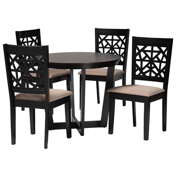 baxton studio Baxton Studio Jamie Moden Beige Fabric and Dark Brown Finished Wood 5-Piece Dining Set