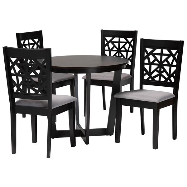 baxton studio Baxton Studio Jamie Moden Grey Fabric and Dark Brown Finished Wood 5-Piece Dining Set