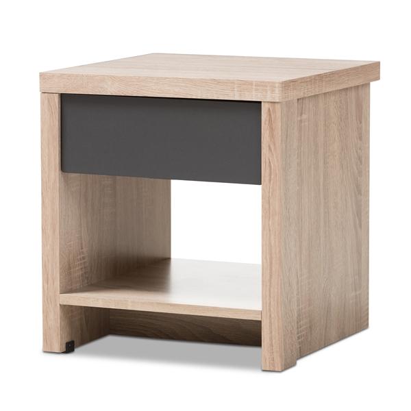 baxton studio Baxton Studio Jamie Modern and Contemporary Two-Tone Oak and Grey Wood 1-Drawer 1-Shelf Nightstand