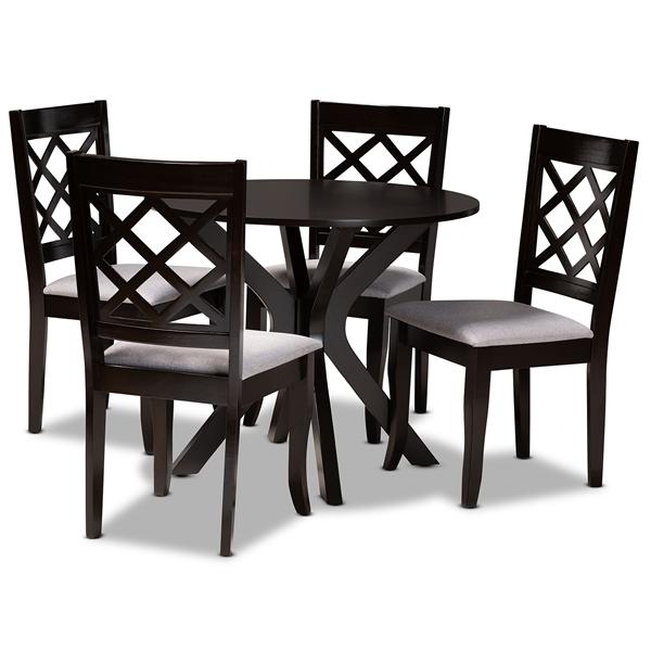 baxton studio Baxton Studio Jana Modern and Contemporary Grey Fabric Upholstered and Dark Brown Finished Wood 5-Piece Dining Set