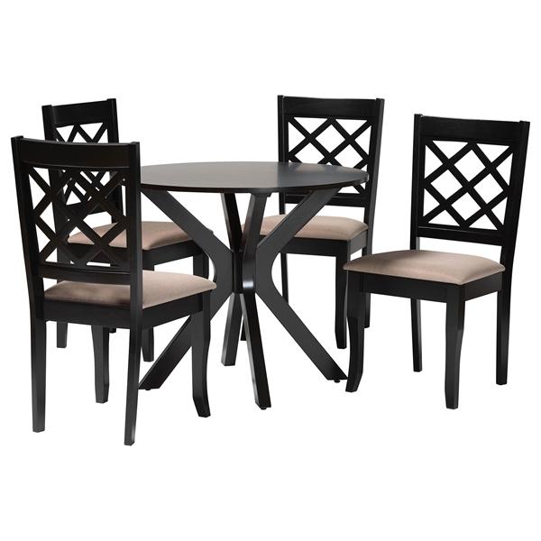 baxton studio Baxton Studio Jana Modern Sand Fabric and Espresso Brown Wood 5-Piece Dining Set