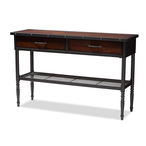 baxton studio Baxton Studio Jana Vintage Industrial Walnut-Finished Wood 2-Drawer Dining Room Server
