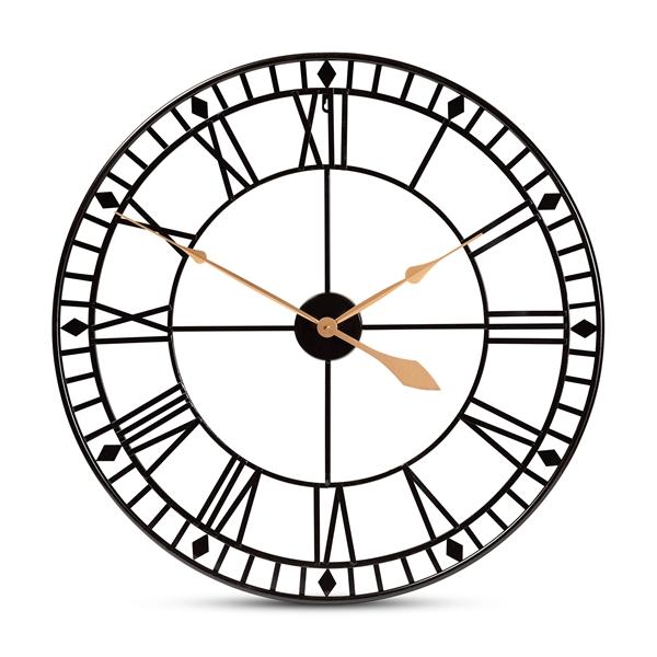 baxton studio Baxton Studio Janette Classic Contemporary Black and Gold Finished Metal Wall Clock