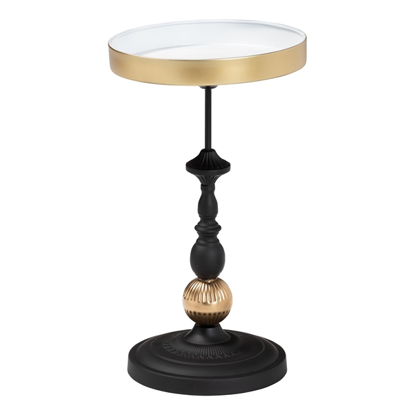 baxton studio Baxton Studio Javion Modern Glam Round Accent Side Table - Black & Gold Metal End Table with Tray Top for Indoor or Semi-Outdoor Use