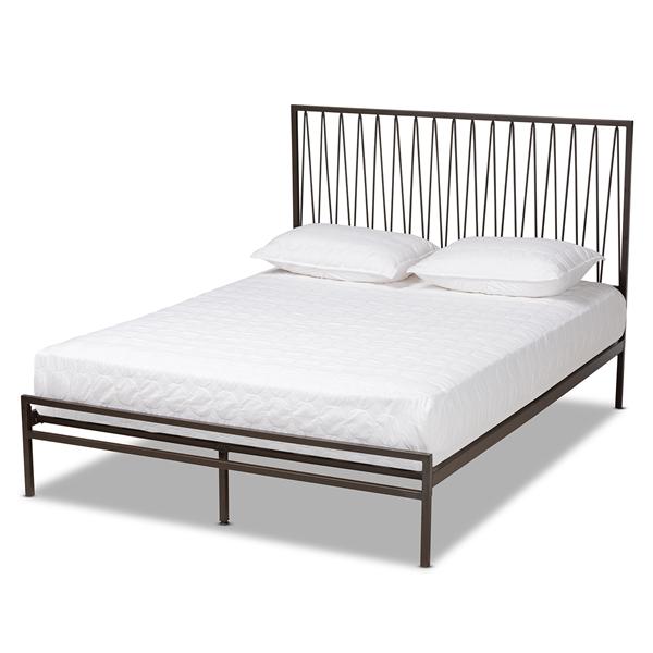 baxton studio Baxton Studio Jeanette Modern and Contemporary Black Bronze Finished Metal Full Size Platform Bed