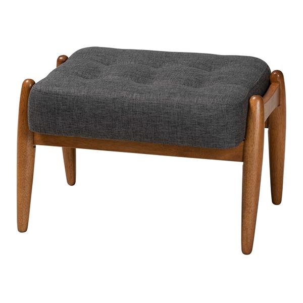 baxton studio Baxton Studio Jeanine Japandi Dark Grey Fabric and Walnut Brown Finished Wood Ottoman Footstool