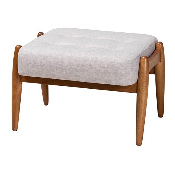 baxton studio Baxton Studio Jeanine Japandi Greyish Beige Fabric and Walnut Brown Finished Wood Ottoman Footstool