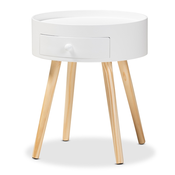 baxton studio Baxton Studio Jessen Mid-Century Modern White 1-Drawer Wood End Table