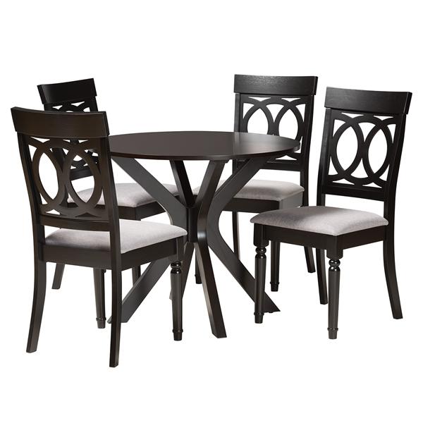 baxton studio Baxton Studio Jessie Modern Grey Fabric and Dark Brown Finished Wood 5-Piece Dining Set