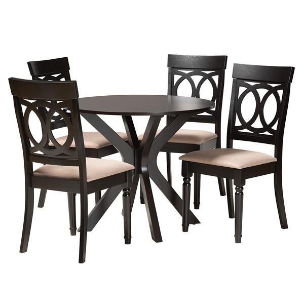 baxton studio Baxton Studio Jessie Modern Sand Fabric and Dark Brown Finished Wood 5-Piece Dining Set