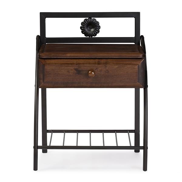 baxton studio Baxton Studio Jevenci Vintage Industrial Black Bronze Metal and Walnut Brown Wood 1-Drawer Nightstand