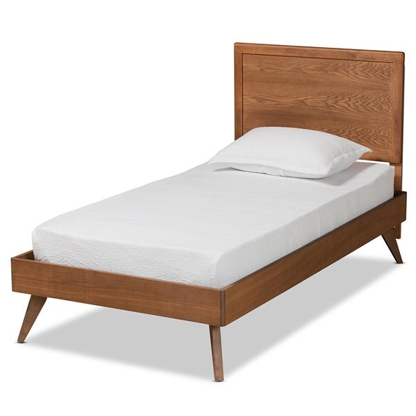 baxton studio Baxton Studio Jiro Mid-Century Modern Walnut Brown Finished Wood Twin Size Platform Bed