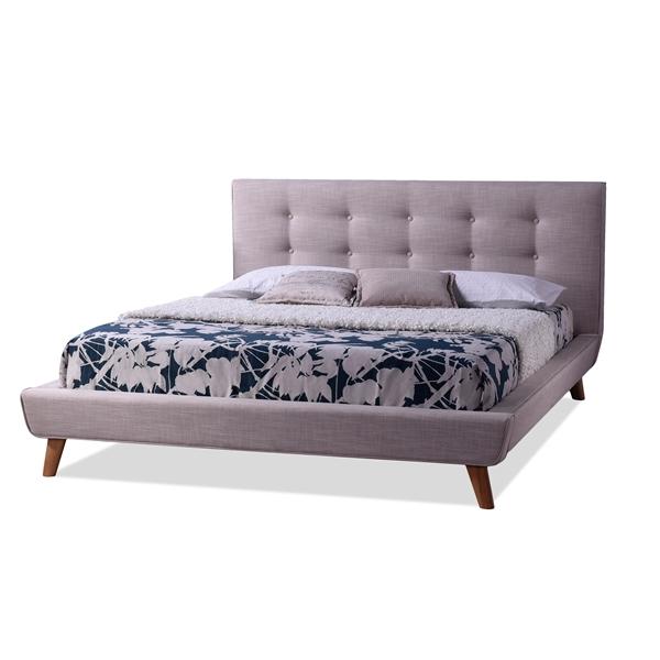 baxton studio Baxton Studio Jonesy Scandinavian Style Mid-century Beige Fabric Upholstered Queen Size Platform Bed