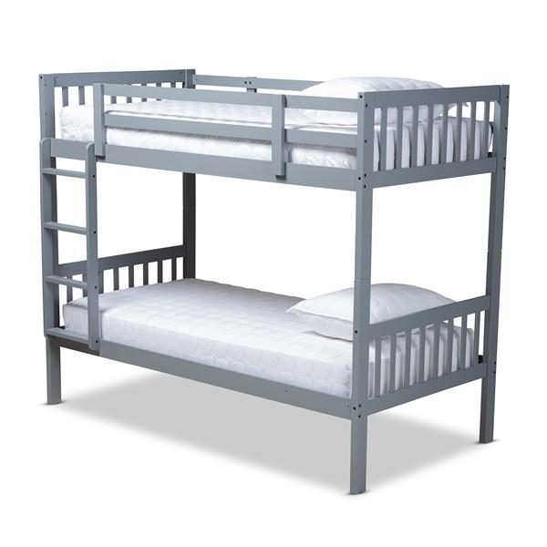 baxton studio Baxton Studio Jude Modern and Contemporary Grey Finished Wood Twin Size Bunk Bed