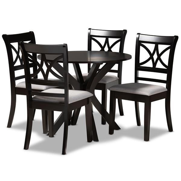 baxton studio Baxton Studio Julia Modern and Contemporary Grey Fabric Upholstered and Dark Brown Finished Wood 5-Piece Dining Set