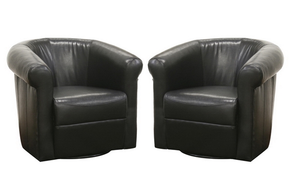 baxton studio Baxton Studio Julian Black Brown Faux Leather Club Chair with 360 Degree Swivel