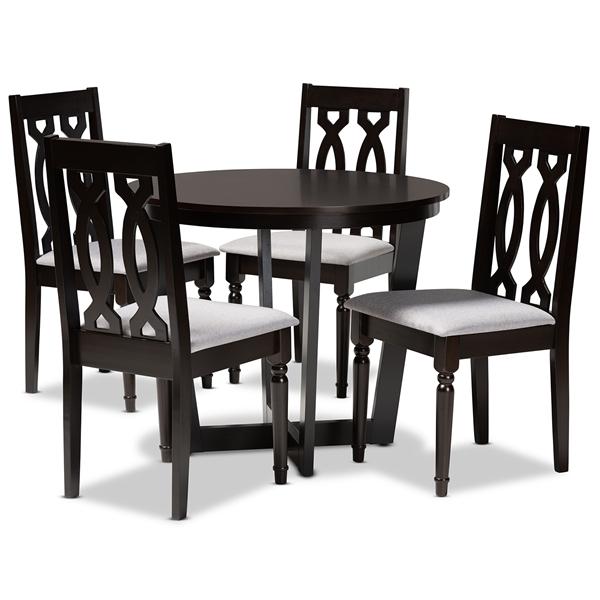 baxton studio Baxton Studio Julie Modern and Contemporary Grey Fabric Upholstered and Dark Brown Finished Wood 5-Piece Dining Set