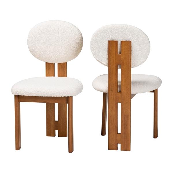baxton studio Baxton Studio Kacela Modern Japandi Cream Boucle Fabric and Walnut Brown Finished Wood 2-Piece Dining Chair Set