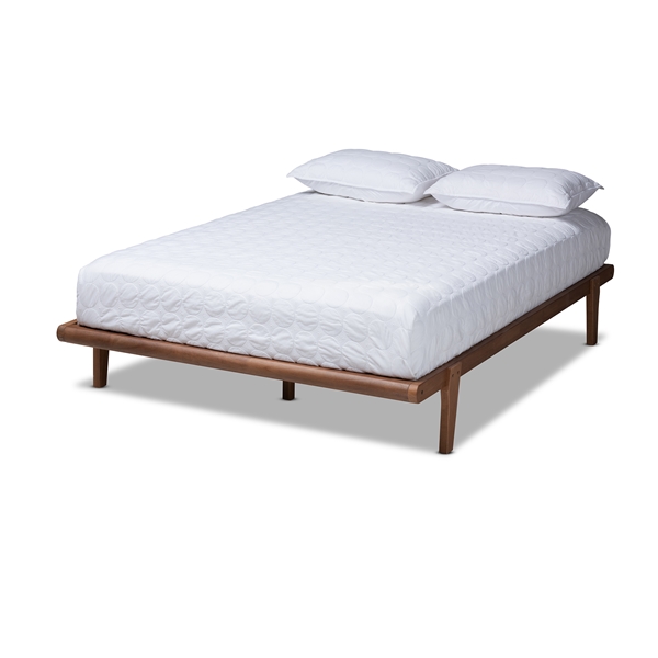 baxton studio Baxton Studio Kaia Mid-Century Modern Walnut Brown Finished Wood Full Size Platform Bed Frame