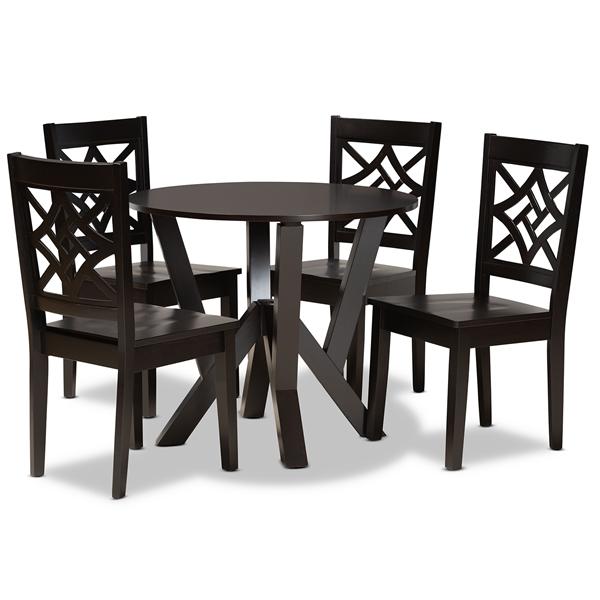 baxton studio Baxton Studio Kaila Modern and Contemporary Dark Brown Finished Wood 5-Piece Dining Set